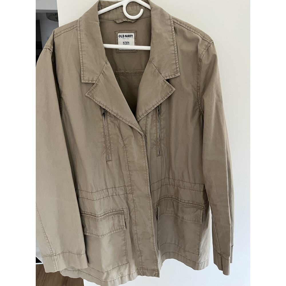 Old Navy Womens Utility Jacket XL Khaki Cotton Military Grunge Gorpcore
